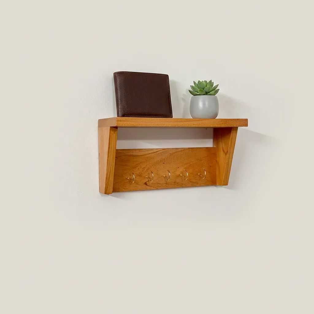 Rustic Shelf with Hooks