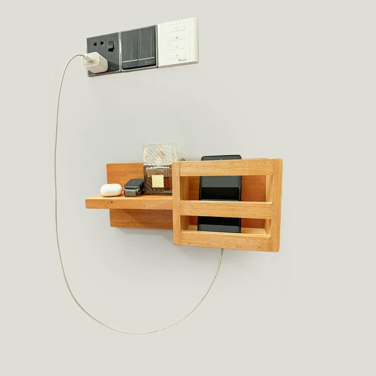 Phone Charger Organizer Shelf and Key Holder